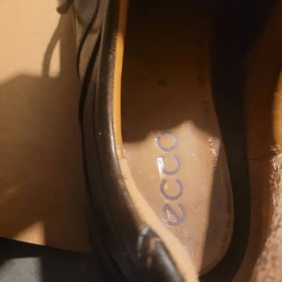 ECCO Men's sz 46/12 Dark brown lace up slip on shoe very comfortable slip proof