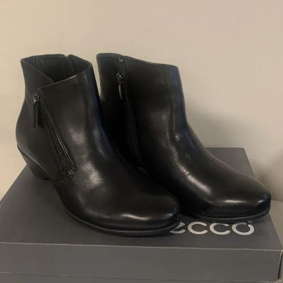 ECCO Sculptured 45 Women's Leather Ankle Boot, US Size 7-7.5, Black
