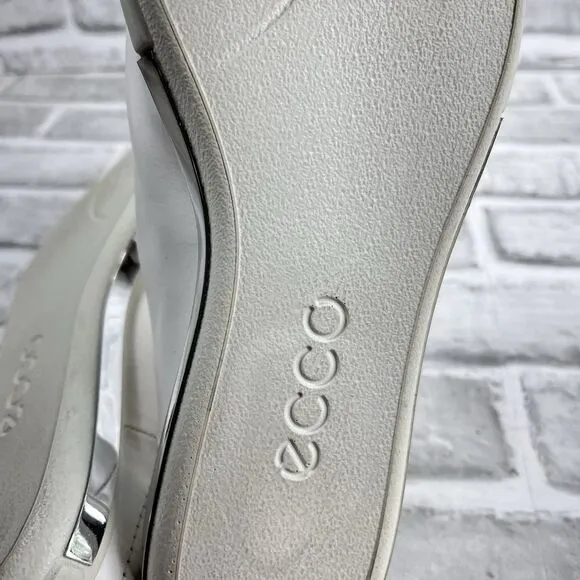 ECCO Simpil Women's Size 41 -10-10.5 US White Leather Mules Comfort Slides Shoes