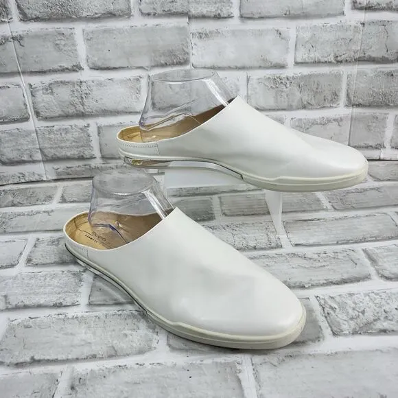 ECCO Simpil Women's Size 41 -10-10.5 US White Leather Mules Comfort Slides Shoes