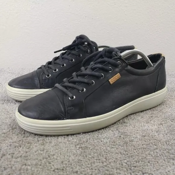 ECCO Soft 7 Mens Size 44 EU Shoes Low Top Leather Comfort Sneakers Black