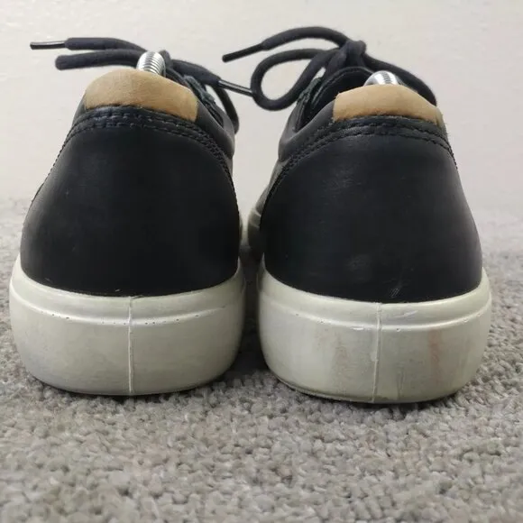 ECCO Soft 7 Mens Size 44 EU Shoes Low Top Leather Comfort Sneakers Black