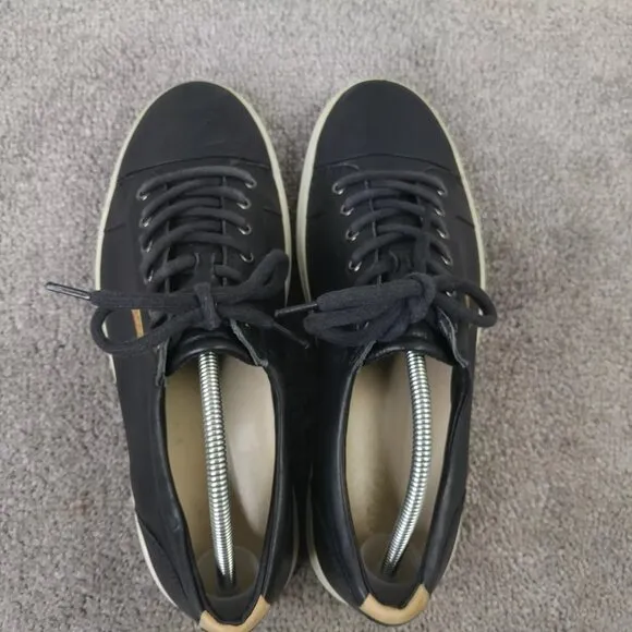 ECCO Soft 7 Mens Size 44 EU Shoes Low Top Leather Comfort Sneakers Black