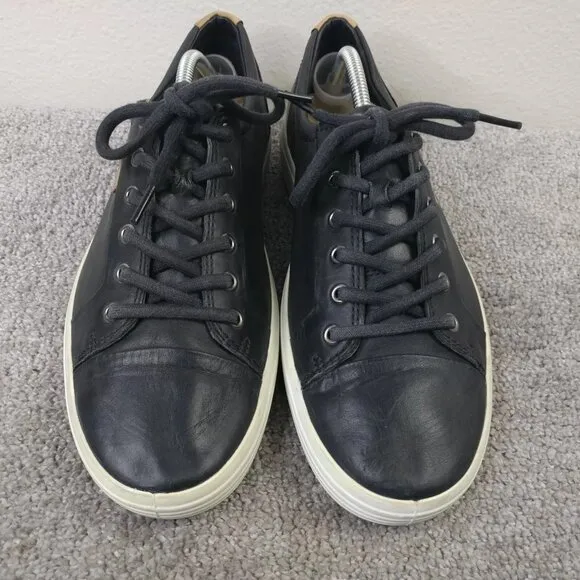 ECCO Soft 7 Mens Size 44 EU Shoes Low Top Leather Comfort Sneakers Black
