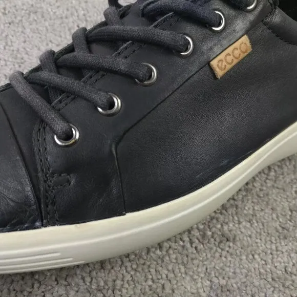 ECCO Soft 7 Mens Size 44 EU Shoes Low Top Leather Comfort Sneakers Black