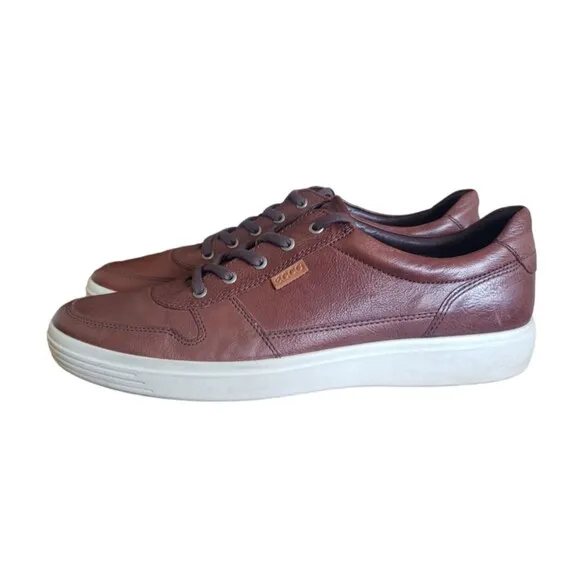 Ecco Soft 7 Sneaker Shoes Men's Brown Leather Comfort - EU 47 US Size 13.5