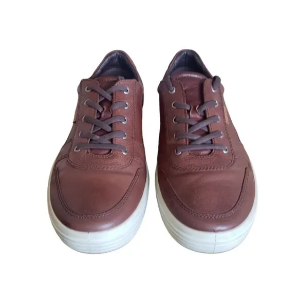 Ecco Soft 7 Sneaker Shoes Men's Brown Leather Comfort - EU 47 US Size 13.5