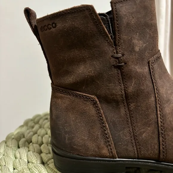 Ecco Touch 15 B Coffee Brown Oiled Leather Lightweight Flat Ankle Boots NWOB