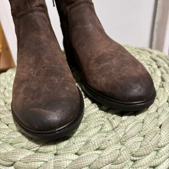 Ecco Touch 15 B Coffee Brown Oiled Leather Lightweight Flat Ankle Boots NWOB