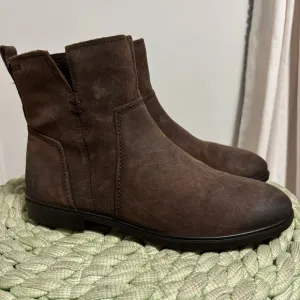 Ecco Touch 15 B Coffee Brown Oiled Leather Lightweight Flat Ankle Boots NWOB