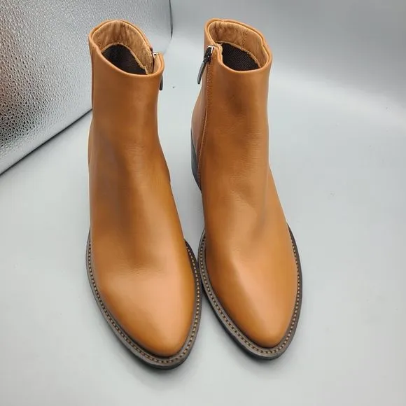 ECCO Women’s ankle boots Sartorelle brown leather heel zipper  sz 6-6.5 37 new