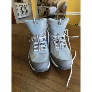 Eddie Bauer Womens Hiking Boots 9M Light Gray Lace-Up Manmade Upper &amp; Outsole