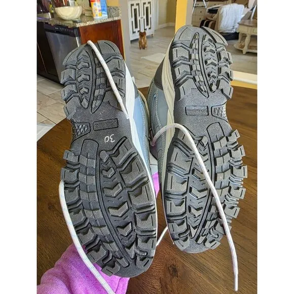 Eddie Bauer Womens Hiking Boots 9M Light Gray Lace-Up Manmade Upper &amp; Outsole