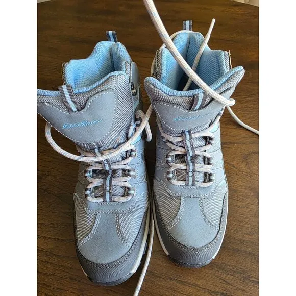 Eddie Bauer Womens Hiking Boots 9M Light Gray Lace-Up Manmade Upper &amp; Outsole