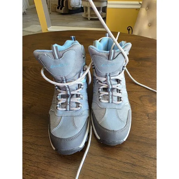 Eddie Bauer Womens Hiking Boots 9M Light Gray Lace-Up Manmade Upper &amp; Outsole