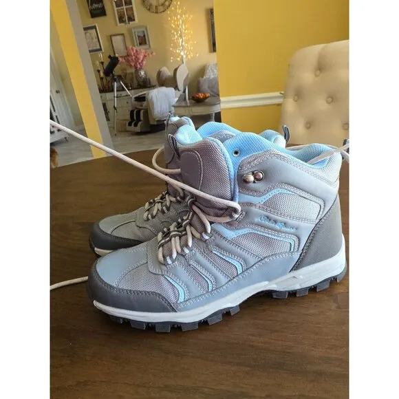 Eddie Bauer Womens Hiking Boots 9M Light Gray Lace-Up Manmade Upper &amp; Outsole