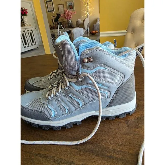 Eddie Bauer Womens Hiking Boots 9M Light Gray Lace-Up Manmade Upper &amp; Outsole