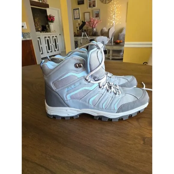 Eddie Bauer Womens Hiking Boots 9M Light Gray Lace-Up Manmade Upper &amp; Outsole