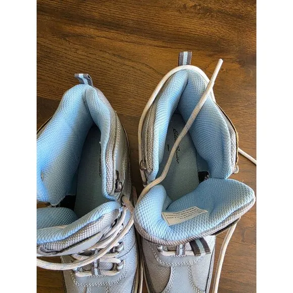 Eddie Bauer Womens Hiking Boots 9M Light Gray Lace-Up Manmade Upper &amp; Outsole