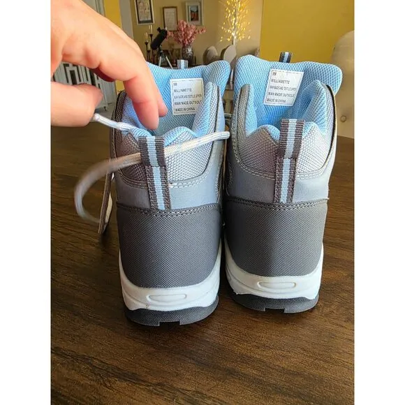 Eddie Bauer Womens Hiking Boots 9M Light Gray Lace-Up Manmade Upper &amp; Outsole