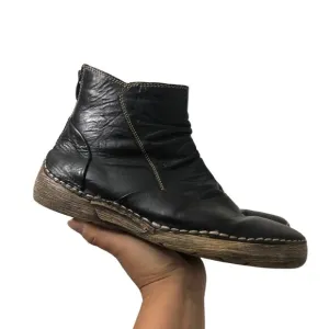 Effegie Womens Black Italian Leather Inkaruis Lightweight Ankle Boots Size 9.5