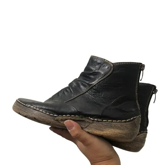 Effegie Womens Black Italian Leather Inkaruis Lightweight Ankle Boots Size 9.5