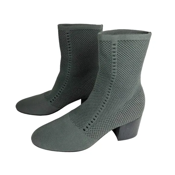 Eileen Fisher CHOICE Graphite Grey Mesh Knit Stretch Sock Ankle Booties Boots 10