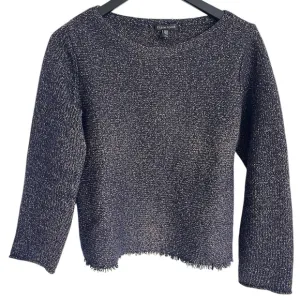 Eileen Fisher Frayed Hem Wool Blend Knit Boatneck Sweater Sz Medium