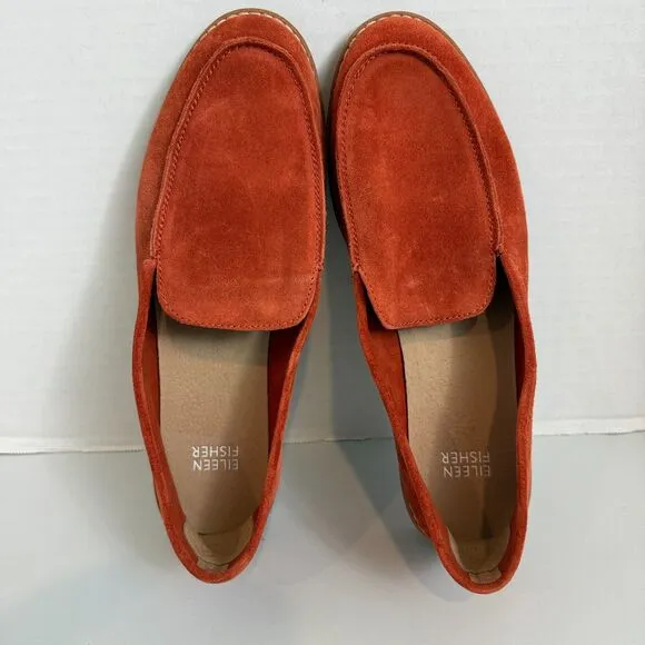 Eileen Fisher Women's Essa Slip On Loafer Shoes Chili Suede Leather Size 8