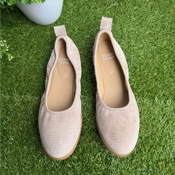 Eileen Fisher Womens Notion Ballet Flat Size 8 Nude Pink Leather Slip on