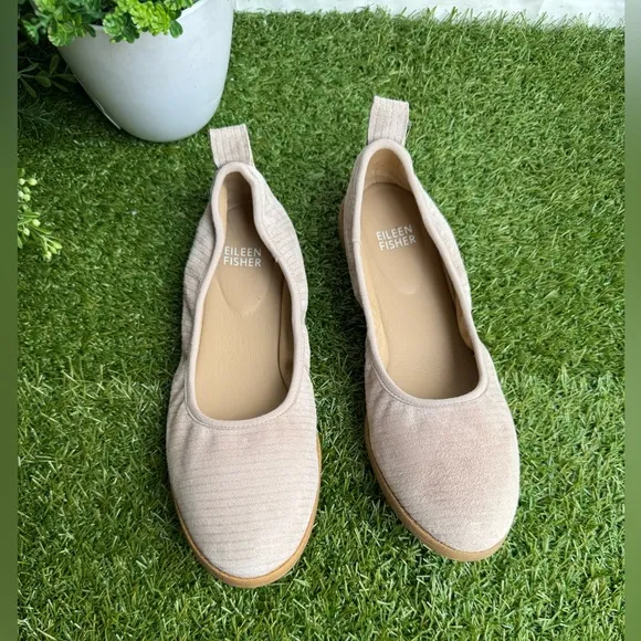 Eileen Fisher Womens Notion Ballet Flat Size 8 Nude Pink Leather Slip on