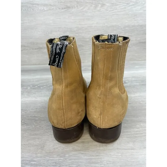 El Canelo Botin Charros Mens 9 Brown Leather Slip-On Biker Ankle Chelsea Boot