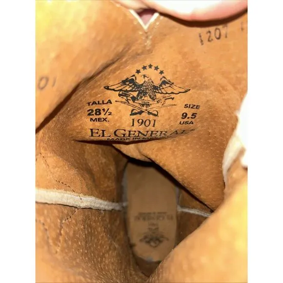 El General 1901 Cowboy Boots leather embossed print Gray Glitter White Size 9.5