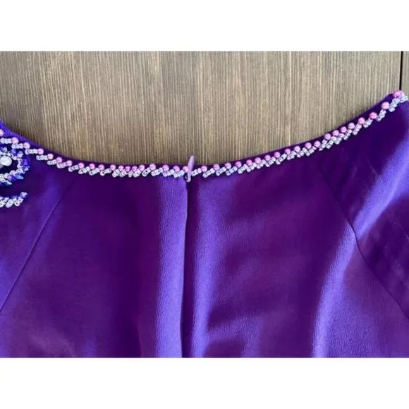 Elegant Purple Embroidered Dress with Floral Design