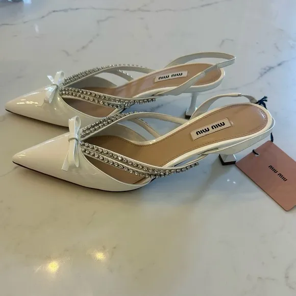 Elegant White Slingback Heels