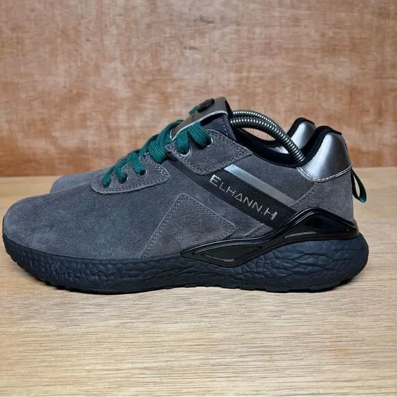 ELHANN.H Gray Black Suede Sport Trainers Sneakers Men Size 9 US, 43 EU