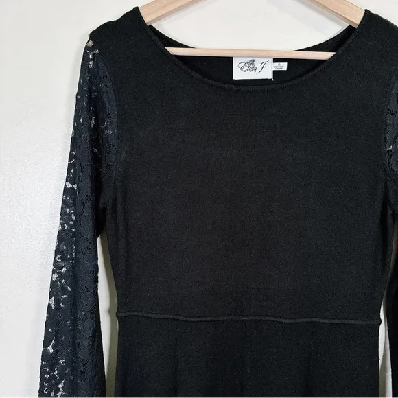 Eliza.J Black Sweater Dress With Lace Sleeves