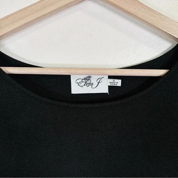Eliza.J Black Sweater Dress With Lace Sleeves