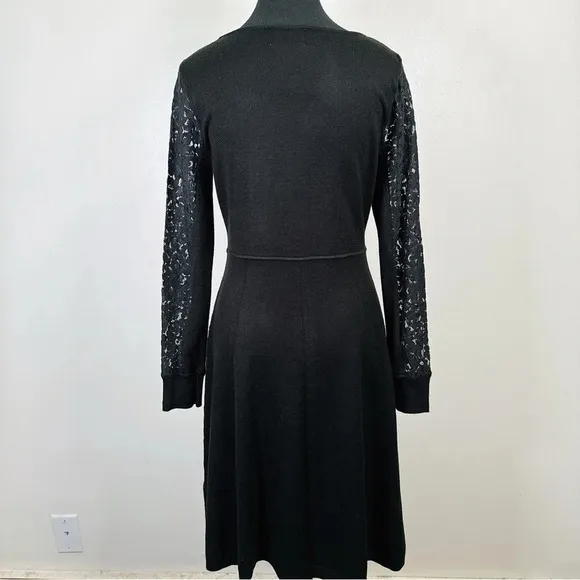 Eliza.J Black Sweater Dress With Lace Sleeves