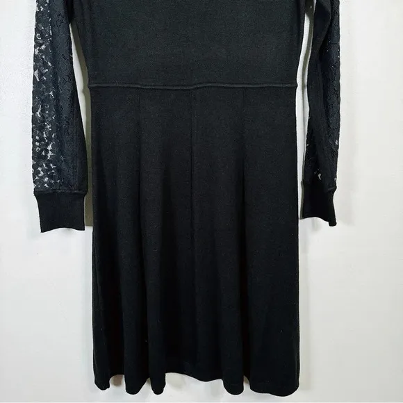 Eliza.J Black Sweater Dress With Lace Sleeves