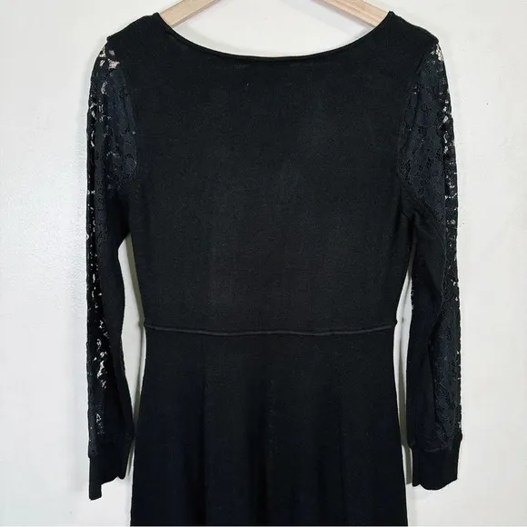 Eliza.J Black Sweater Dress With Lace Sleeves