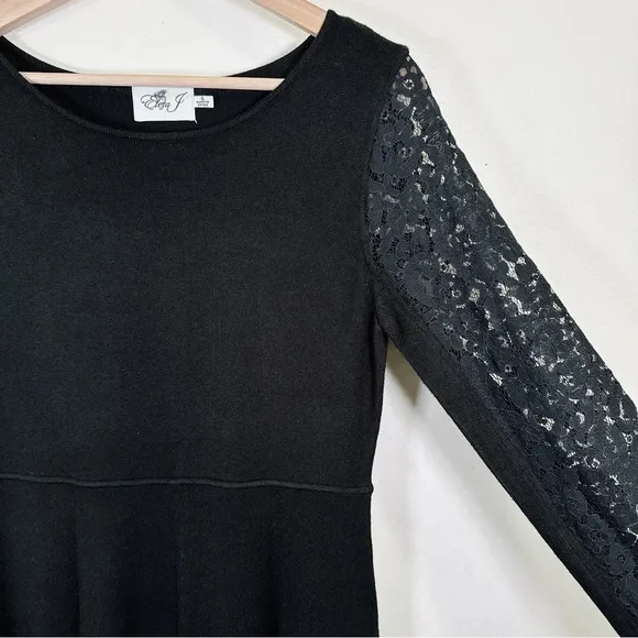 Eliza.J Black Sweater Dress With Lace Sleeves
