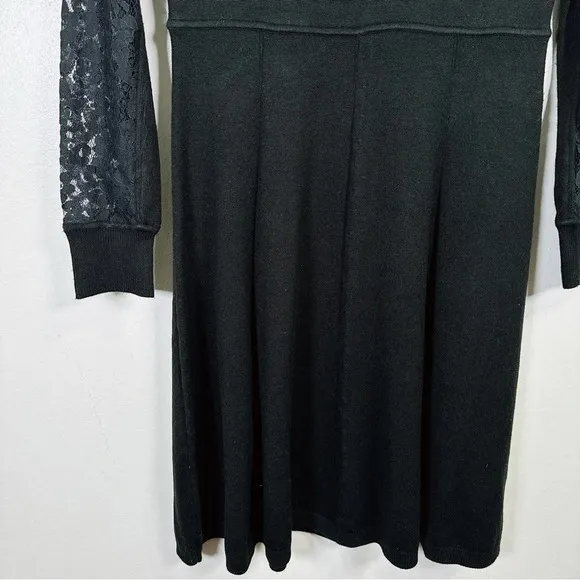 Eliza.J Black Sweater Dress With Lace Sleeves