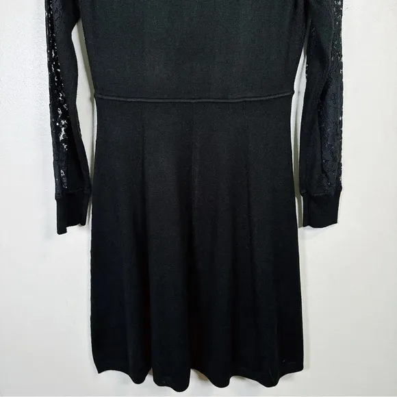 Eliza.J Black Sweater Dress With Lace Sleeves