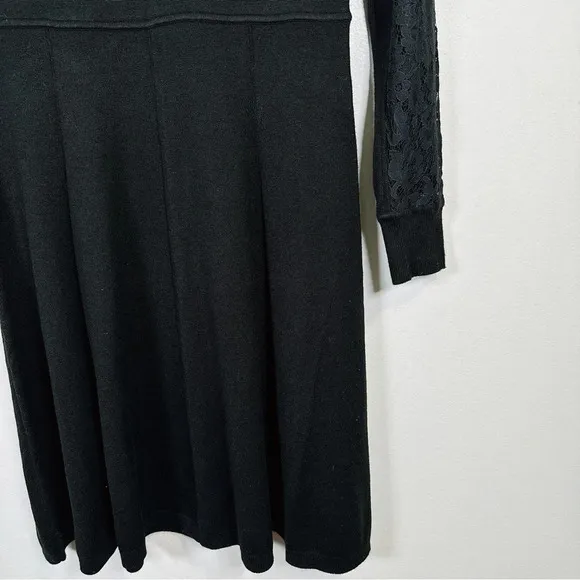 Eliza.J Black Sweater Dress With Lace Sleeves