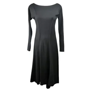 Elm Design Long Sleeve Black Dress Soft Pima Cotton Hi-lo Asymmetrical Hem 1 S