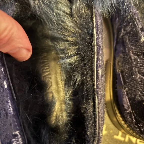 Emporio Armani Embroidered Blue Velvet Slip-On Shoes