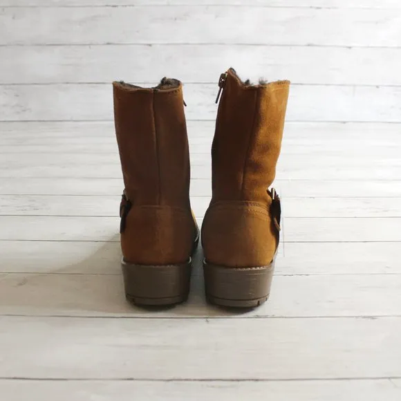 Enzo Tesoti Girl Kid Size 13 Brown Genuine Suede Leather Boots Fur Lined