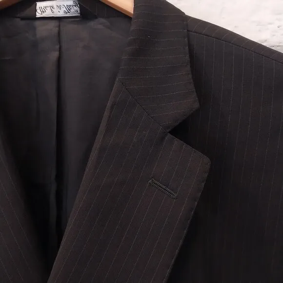 Ermenegildo Zegna Blazer Mens 48 R Black Pinstripe Wool Silk Sport Coat Jacket