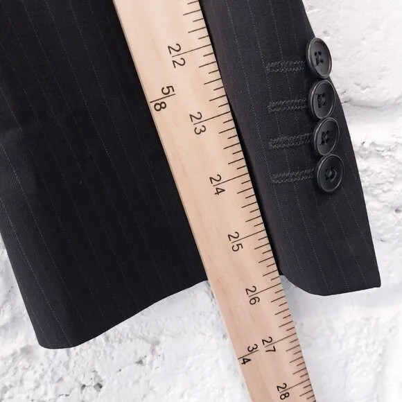 Ermenegildo Zegna Blazer Mens 48 R Black Pinstripe Wool Silk Sport Coat Jacket